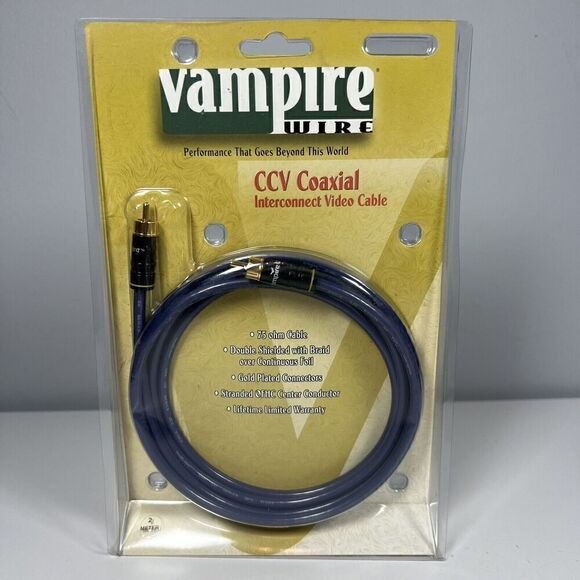 Vampire Wire CCV Coaxial Component Video Cable Gold Plated Connectors 2 Meters - Picture 1 of 3